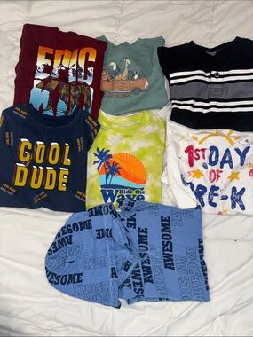 Bundle of 7 Boys Graphic Short/Long Sleeve Shirts